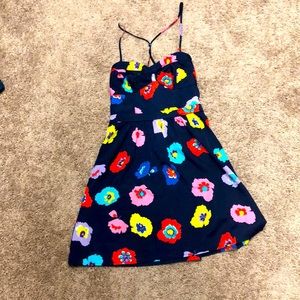 AE navy floral print sundress spaghetti strap POCKETS size 4